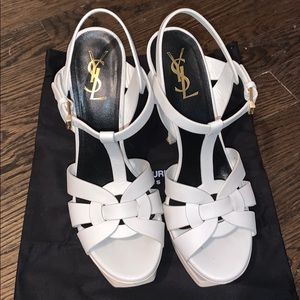 YSL Tribute heels white